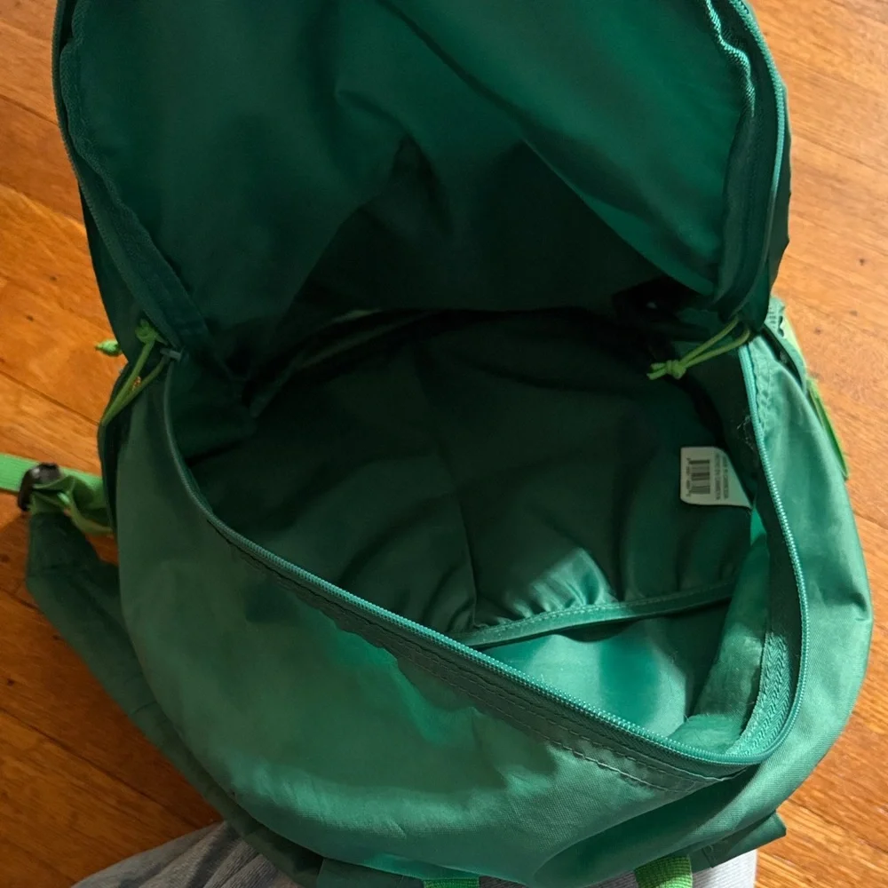 Green Dino Kids Backpack with Playful Rhinoceros Face